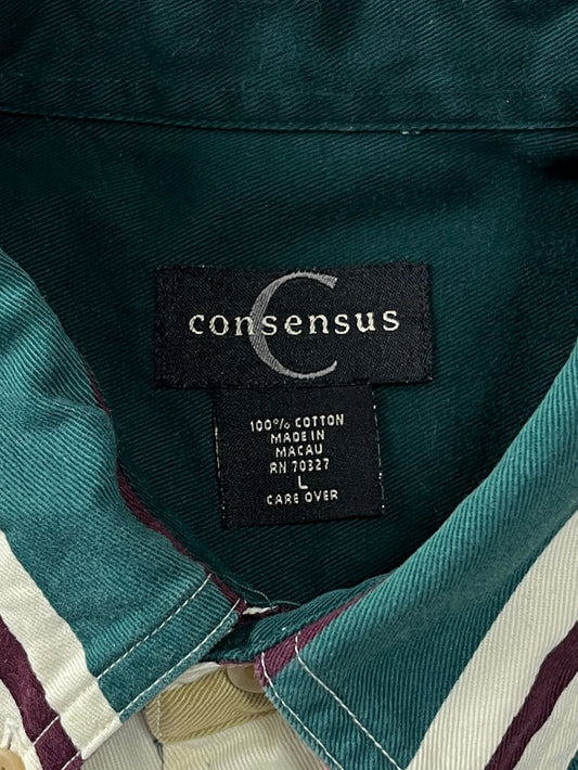 長袖 ボタンダウンストライプシャツ Lサイズ